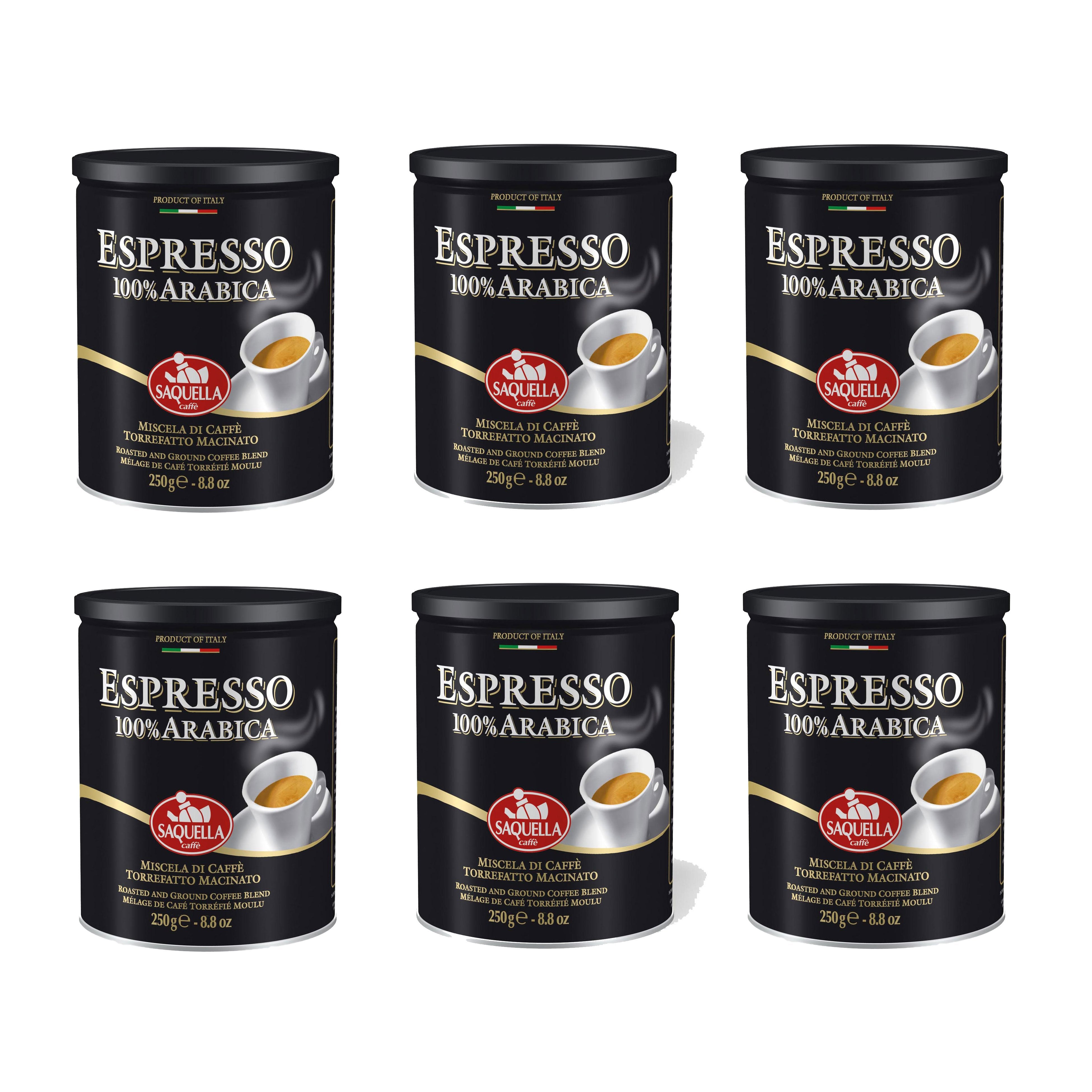 Saquella Caffe Espresso 100% Arabica Tin, 8.8 oz | 250g