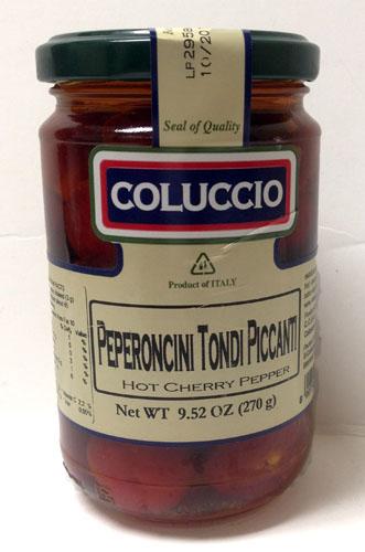 Coluccio Round Hot Chilly Peppers in EVO, 9.52 oz