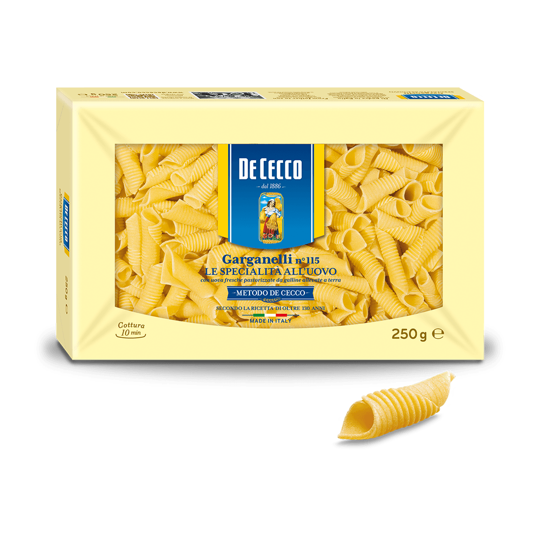 De Cecco Garganelli No. 115 with egg, 8.8 oz (250 g)