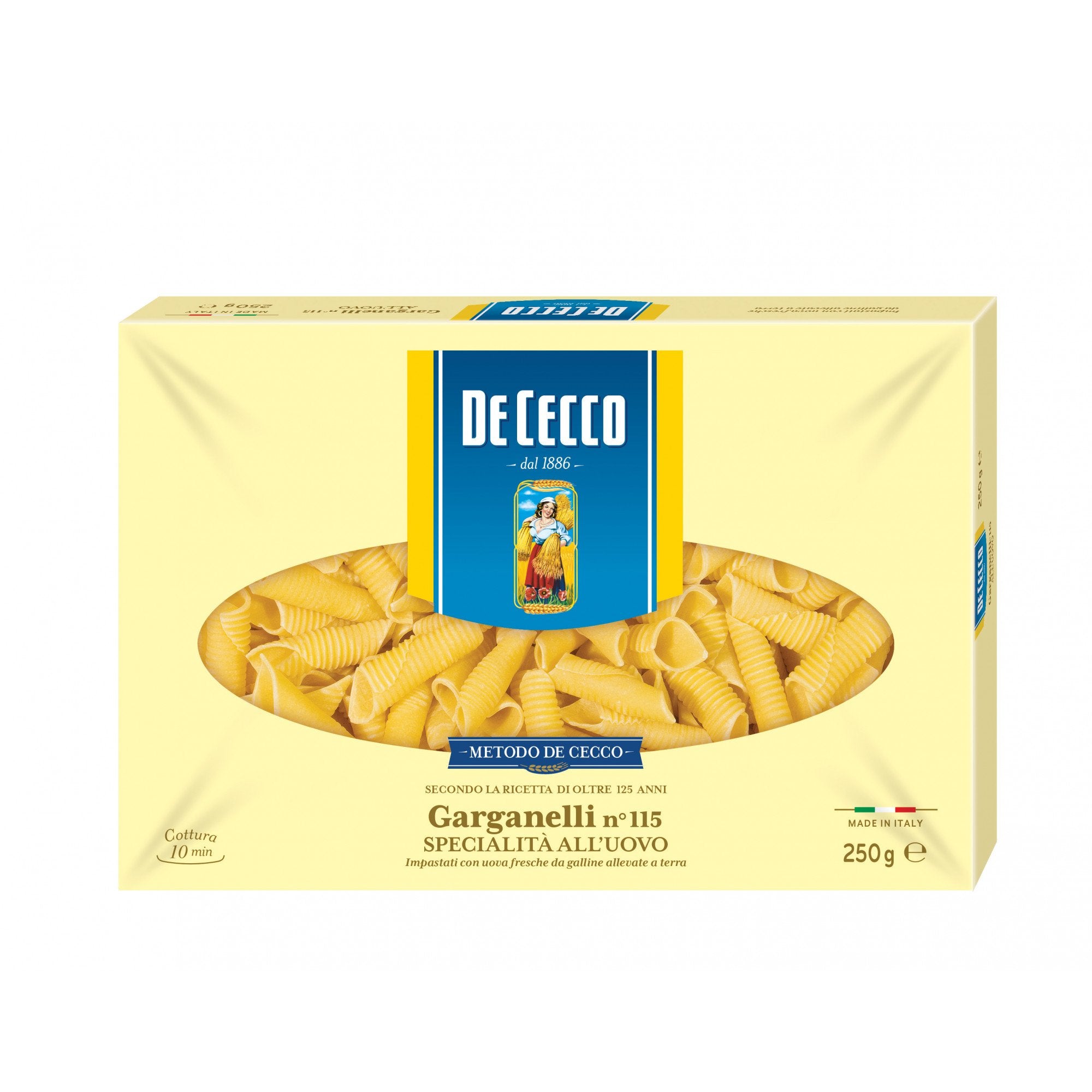 De Cecco Garganelli No. 115 with egg, 8.8 oz (250 g)