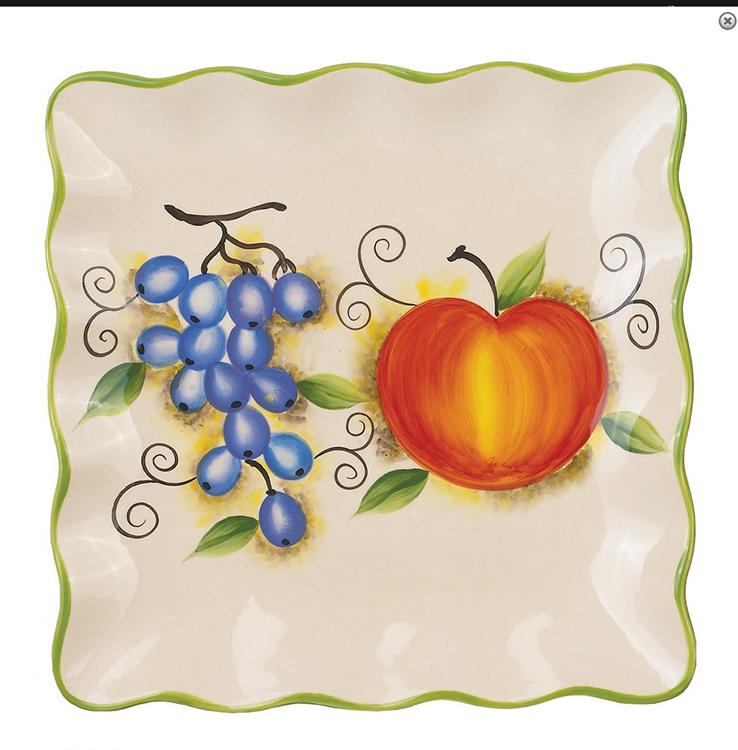 Fruit Design Square Plate 11"