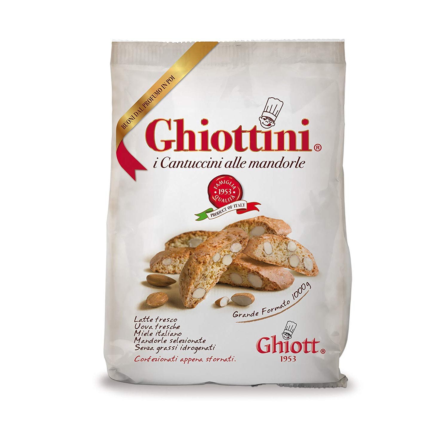 Ghiott Ghiottini Almond Biscotti Cookies, 1kg - 35oz bag