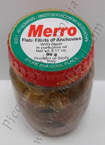 Merro Flats Fillets Anchovies with Capers 3.17 oz Jar