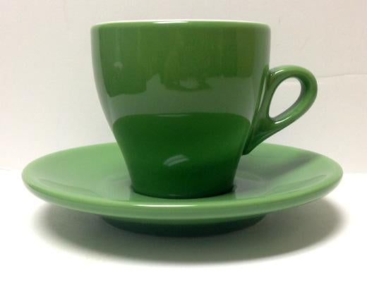 Nuova Point - Cappucino Cups and Saucers, Green, set of 6