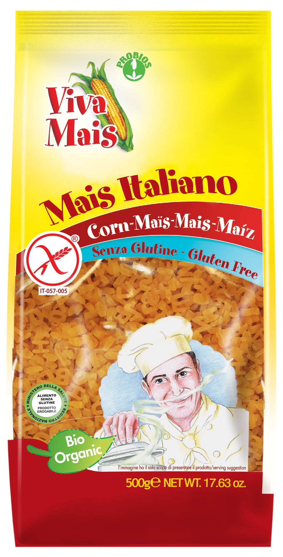 Gluten Free 100% CORN ALFABETO (small pasta for soup), 500g