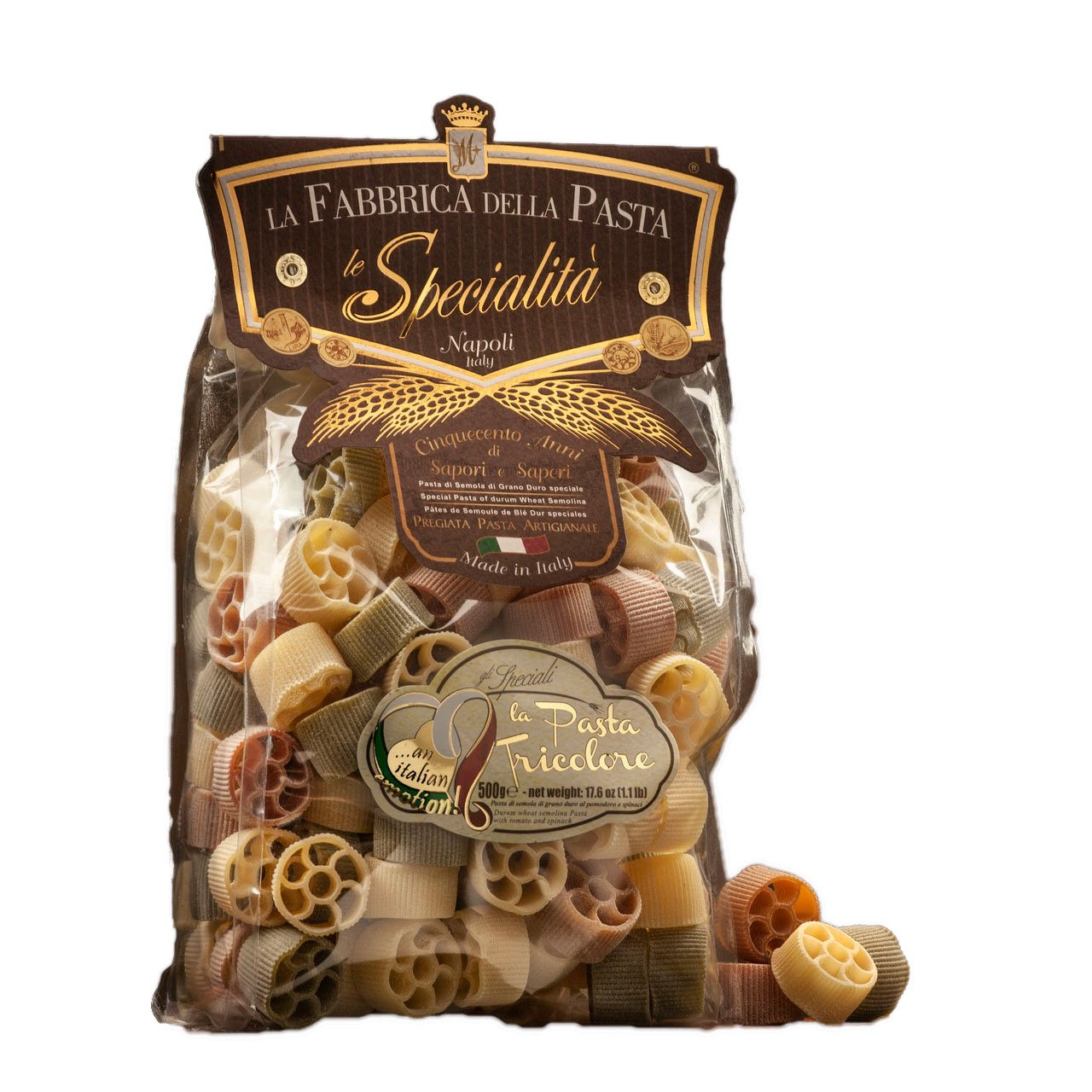 La Fabbrica Della Pasta Wheel Shape, Le Ruote Tricolor Pasta, 17.6 oz | 500gr