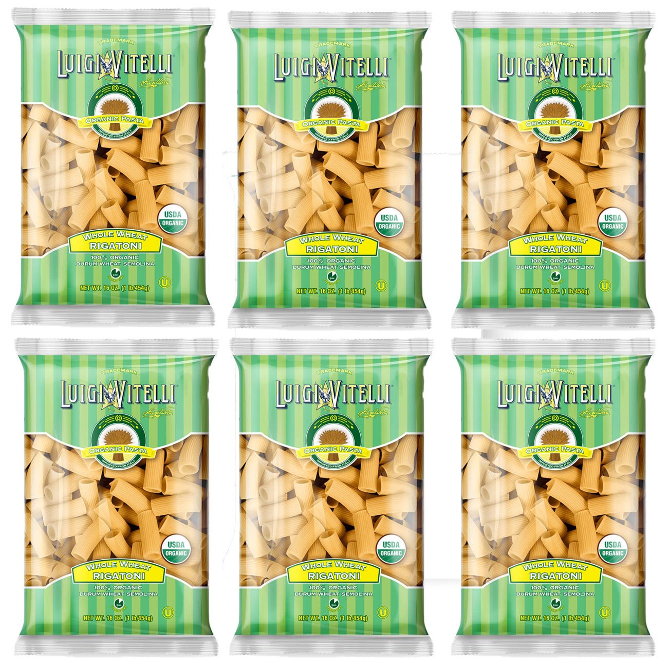 Luigi Vitelli Organic Whole Wheat Rigatoni, 16 oz | 454g