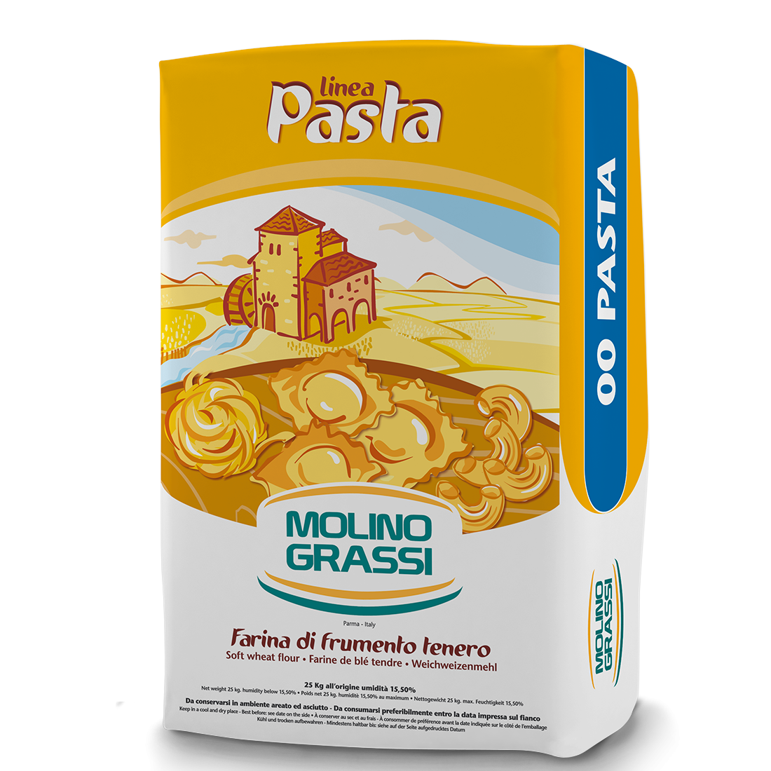Molino Grassi Soft Wheat Flour For Fresh Pasta Grano Tenero, 00 Flour, 1kg - 2.2 lb