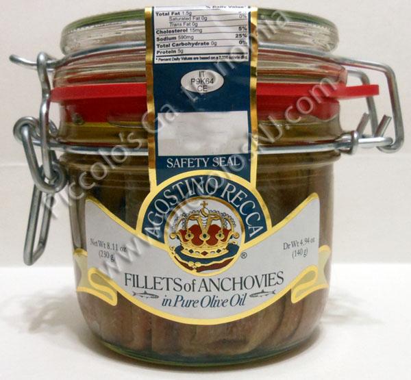 Agostino Recca Fillet of Anchovies 8.11 OZ Jar