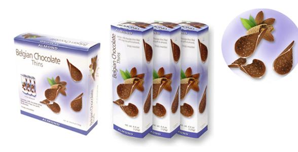 Belgian Chocolate Thins, Almond 125g