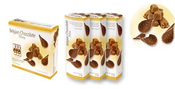 Belgian Chocolate Thins, Caramel 125g
