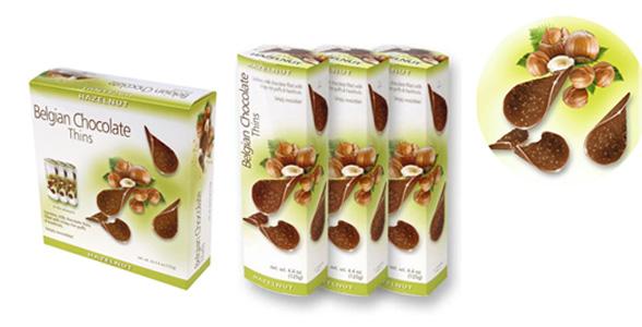 Belgian Chocolate Thins, Hazelnut 125g