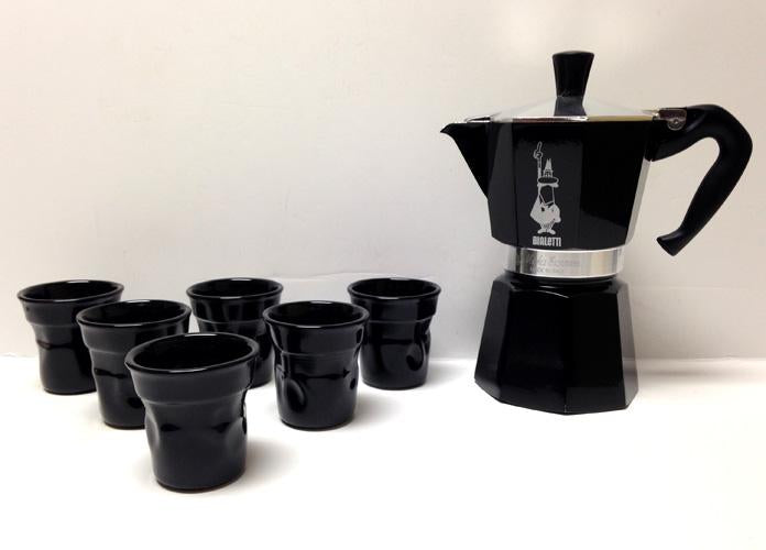 Bialetti Moka Express Stovetop and 6 Cups, Gift Set - Black