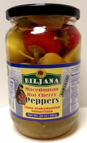 Biljana Macedonian Hot Cherry Peppers, 680g