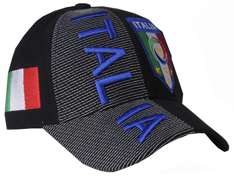 Black Italia 3D Embroidery Hat