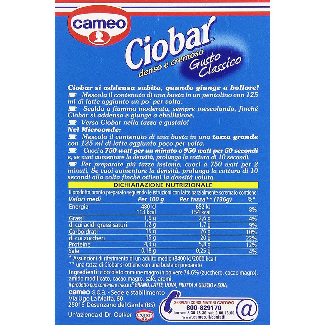 Cameo Ciobar Italian Classic Chocolate, 5pk - 125g