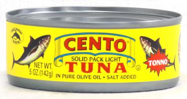 Cento Solid Pack Light Tuna in Pure Olive Oil Salt Added 5oz