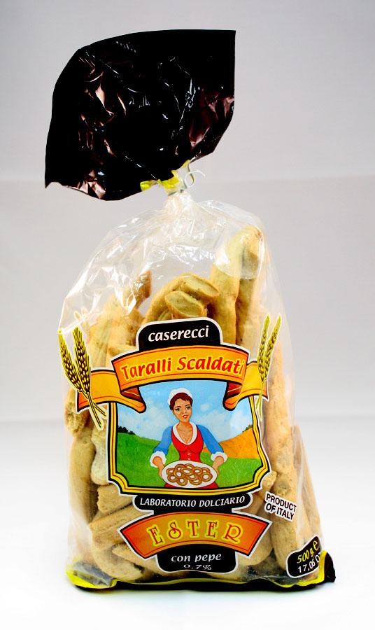 Ester Taralli Scaldati Caserecci con Pepe (Peperoncino), 500g