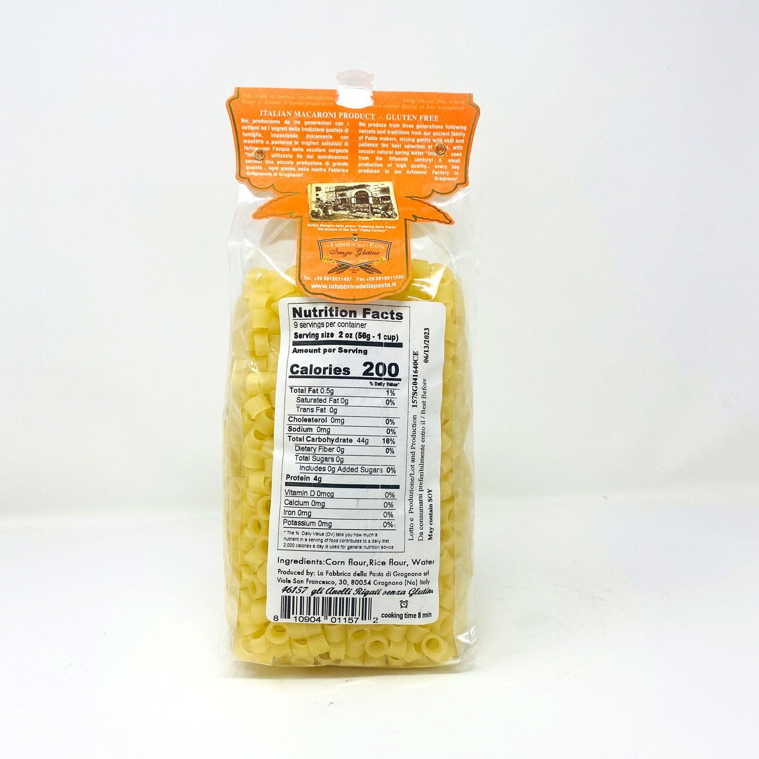 La Fabbrica Della Pasta Gluten Free Anelli Rigati, #157, 17.6 oz | 500g