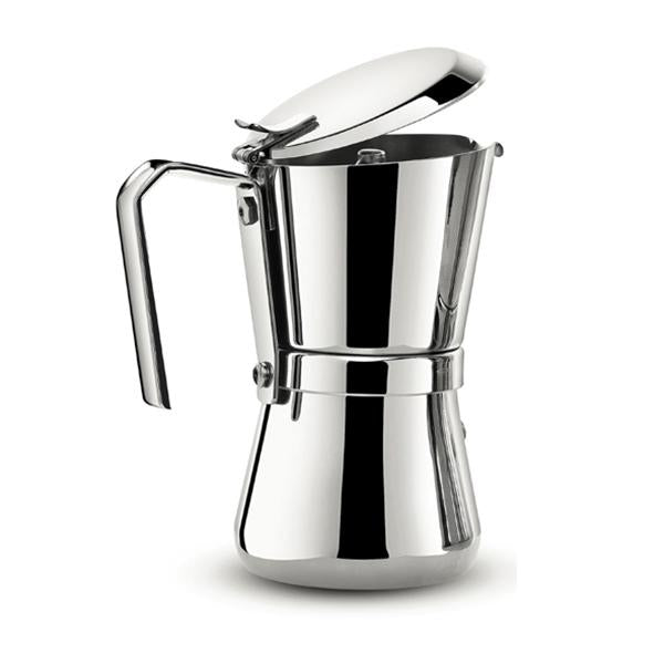 Giannina 6 Cup Restyled Version Stainless Steel Stove Top Espresso Maker -  Made in Italy with Patented Locking Handle - Model 3006010