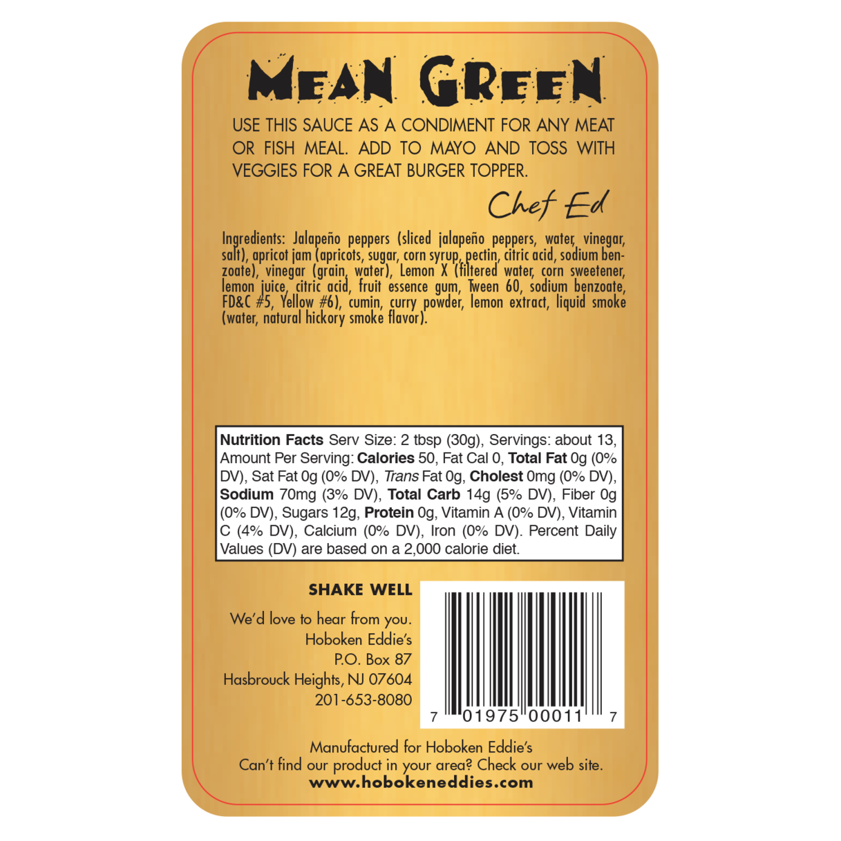 Hoboken Eddie's Mean Green, 12.5 oz