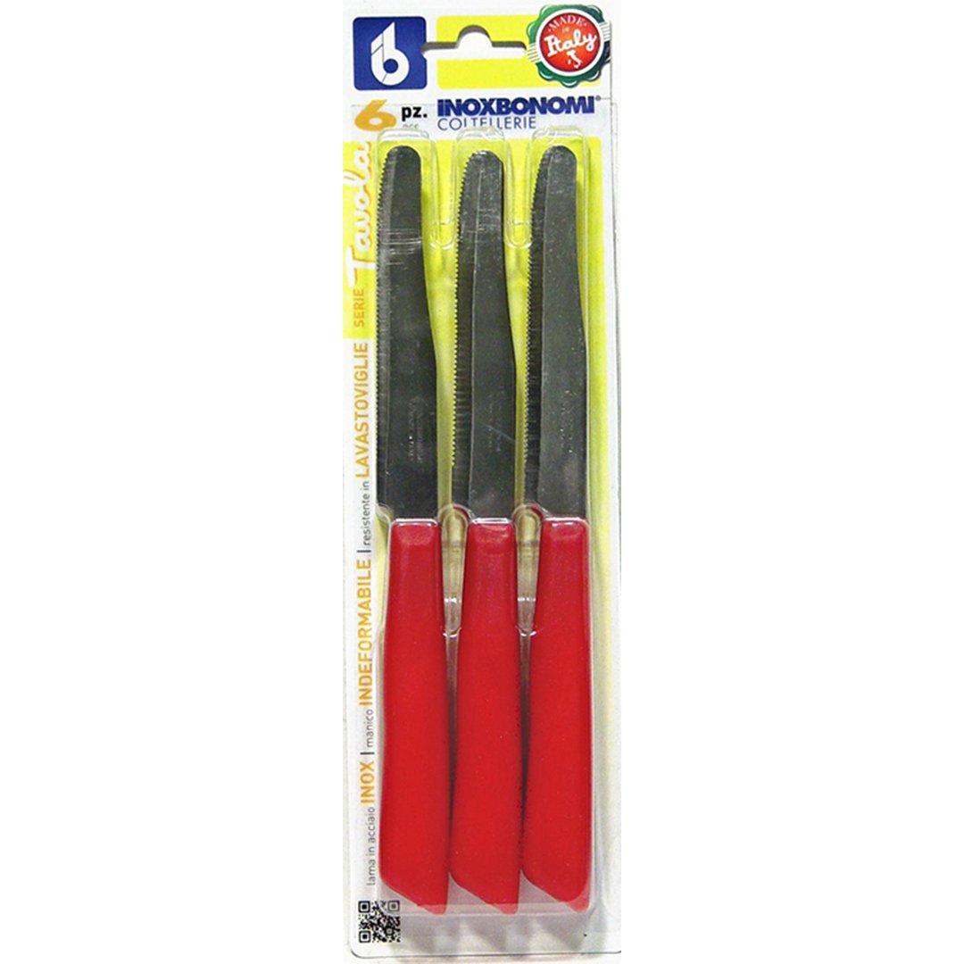 Inoxbomi Table Knife 11 cm RED, Set of 6 Pcs
