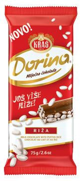 Kras Dorina Milk Chocolate with Puffed Rice Bar, 220g