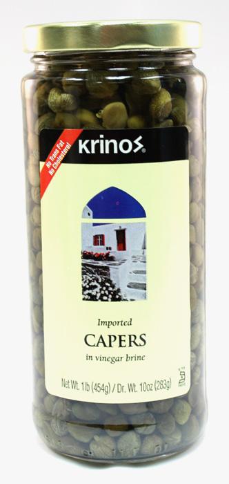Krinos Imported Capers in Vinegar Brine 1 LB Jar