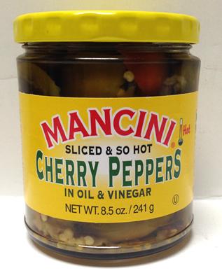 Mancini Sliced & So Hot, Cherry Peppers in Oil & Vinegar, 241g