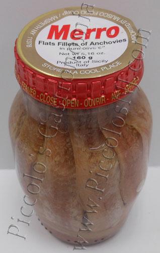 Merro Flats Fillets Anchovies in Oil 5.16 oz Jar