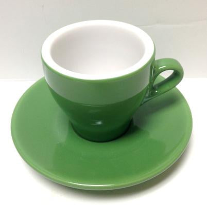 Nuova Point - Cappucino Cups and Saucers, Green, set of 6