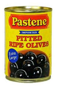 Pastene Extra Large Pitted Olives 6 oz. can