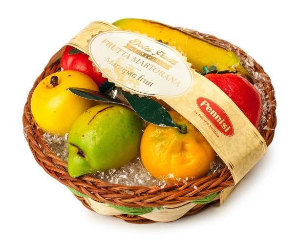 Pennisi Marzipan fruit in Basket, 200g
