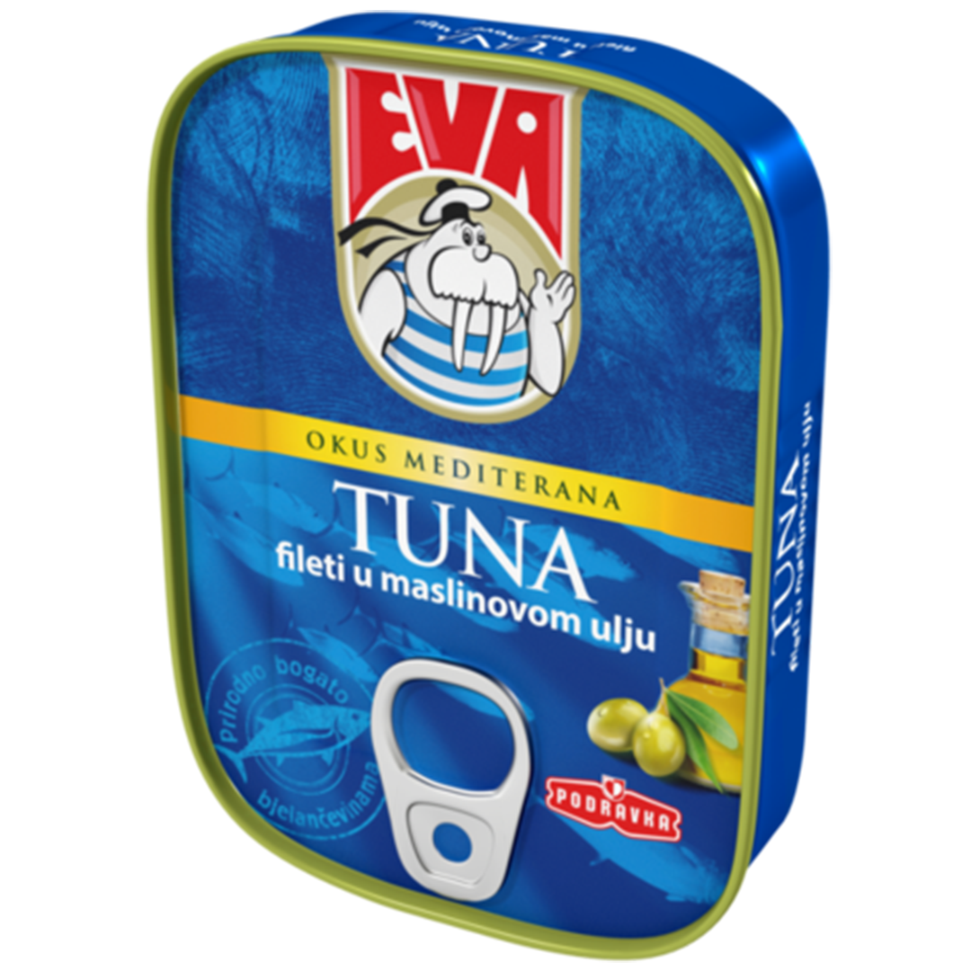 Podravka Eva Light Tuna Fillets in Olive Oil, 4 oz - 115g