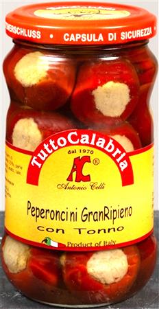 Tutto Calabria Hot Cherry Peppers Stuffed with Tuna 10.2 oz