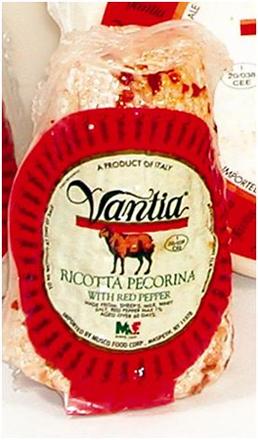 Vantia Ricottaa Pecorina with Red Pepper, Approx. 1 lb