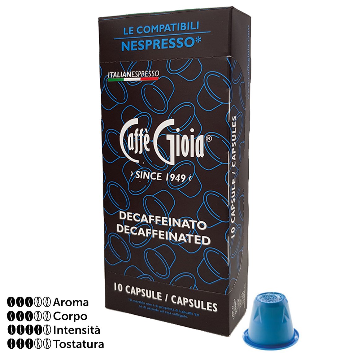 Caffe Gioia Nespresso Compatible Espresso Capsules Decaffeinated, 10pk