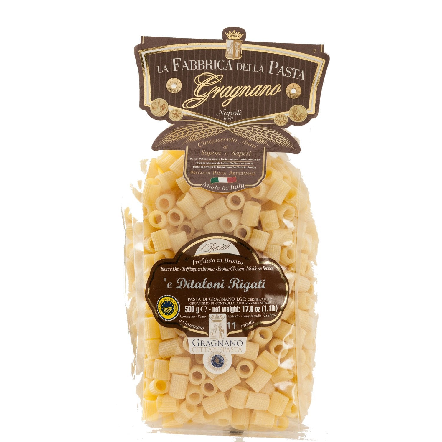 La Fabbrica Della Pasta Ditaloni Rigati, #523, 17.6 oz | 500g