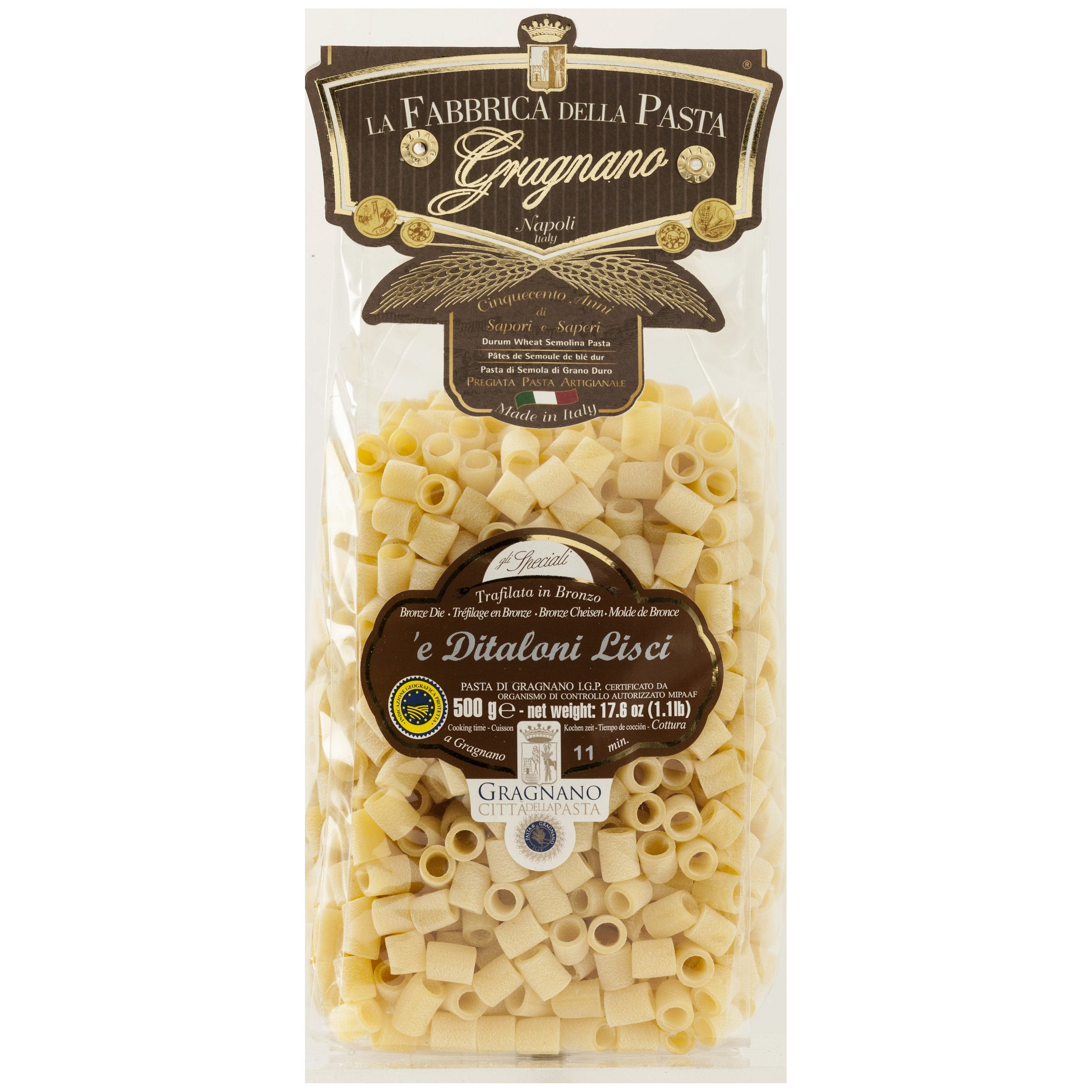 La Fabbrica Della Pasta 'e Ditaloni Lisci, #527, 17.6 oz | 500gr