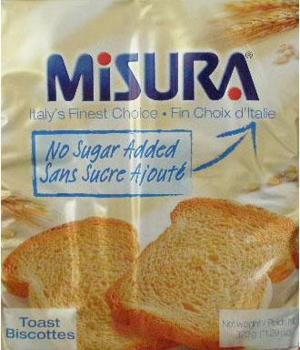Misura No Sugar Added Toast Biscottes 320g