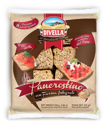 Divella, Pancrostino whole wheat flour toasted bread, 250g