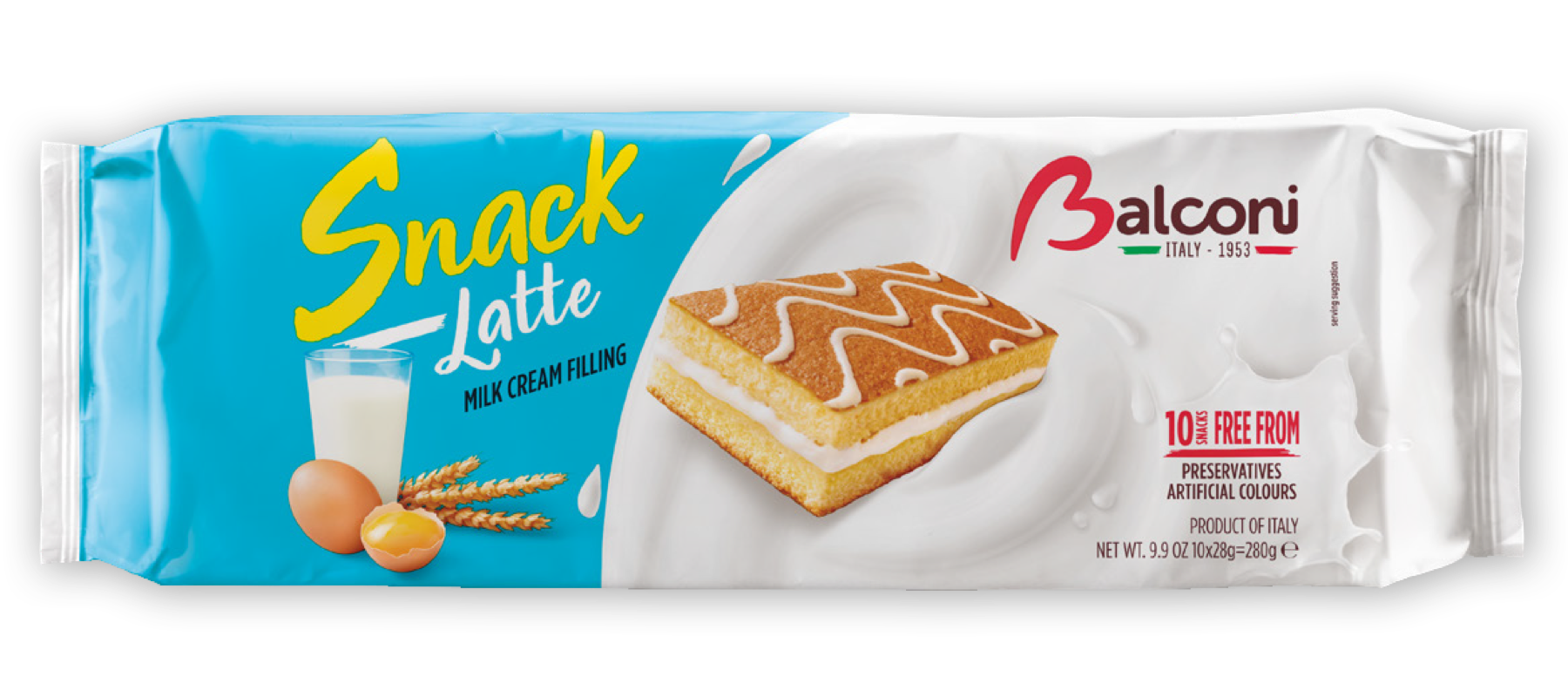 Balconi Milk Snack (Snack al Latte) Milk Cream Filing, 280g