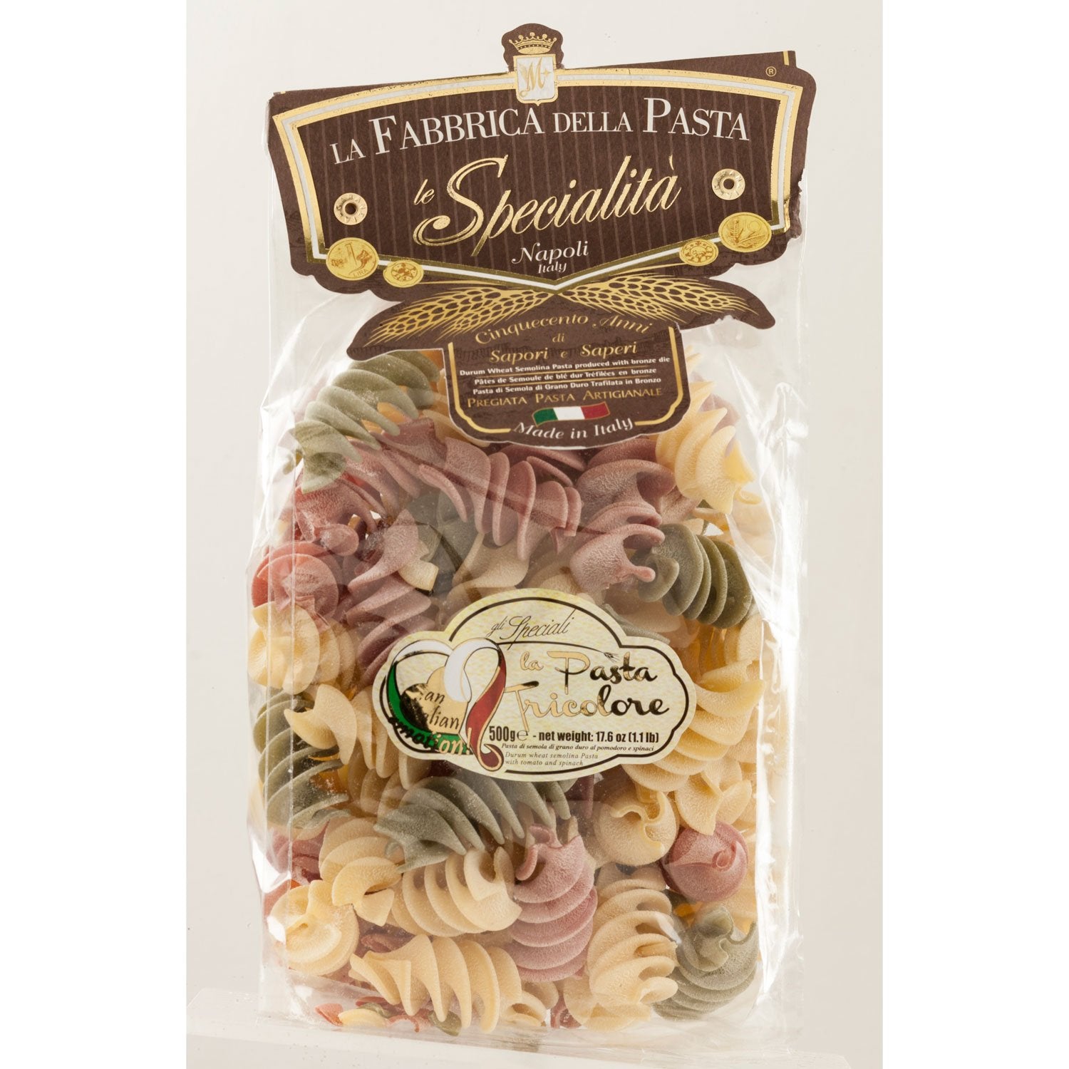 La Fabbrica Della Pasta Fussilloni Tricolor Pasta, 17.6 oz | 500gr