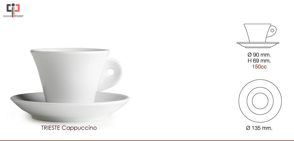 Nuova Point Trieste White Cappuccino Cups and Saucers - Set of 6